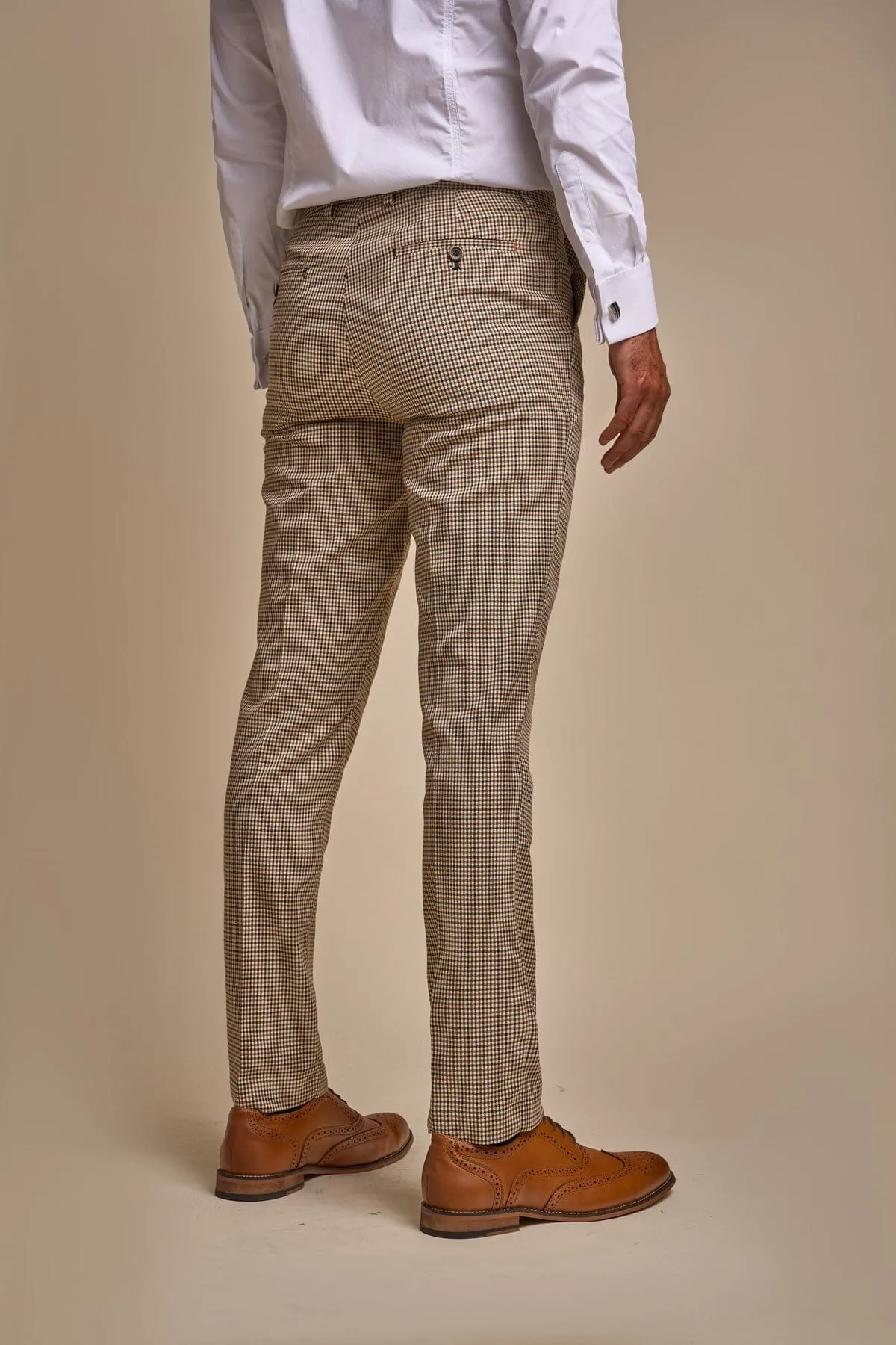 Elwood Beige Houndstooth 3 Piece Suit