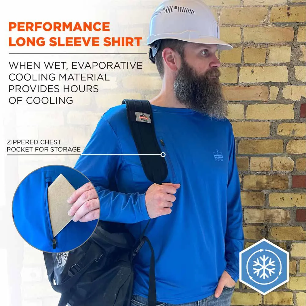 Ergodyne 12154 6689 L Blue Cooling Long Sleeve Sun Shirt with UV Protection