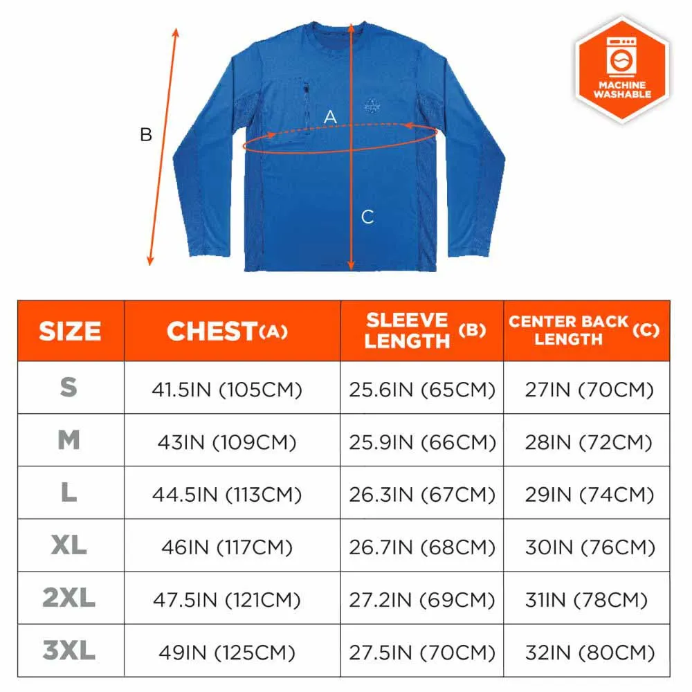 Ergodyne 12154 6689 L Blue Cooling Long Sleeve Sun Shirt with UV Protection