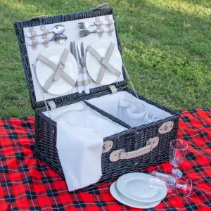 Executive Wicker Picnic basket for four - Black