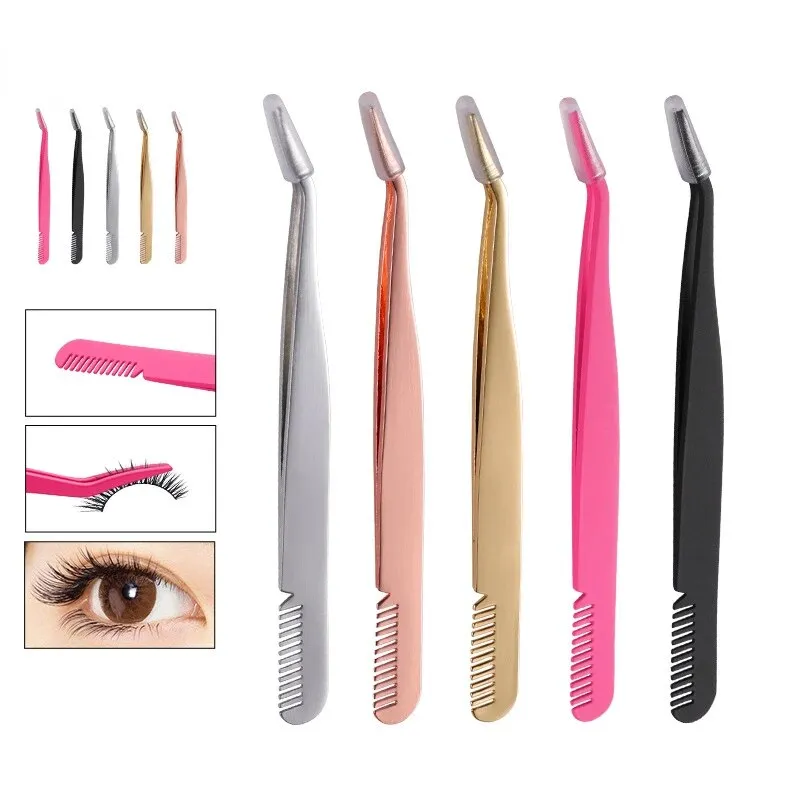 Eyelash stainless steel eyelash curler eyelash curler eyebrow curler tweezers fine mouth with comb eyebrow curler