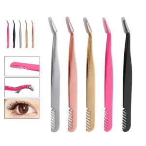 Eyelash stainless steel eyelash curler eyelash curler eyebrow curler tweezers fine mouth with comb eyebrow curler