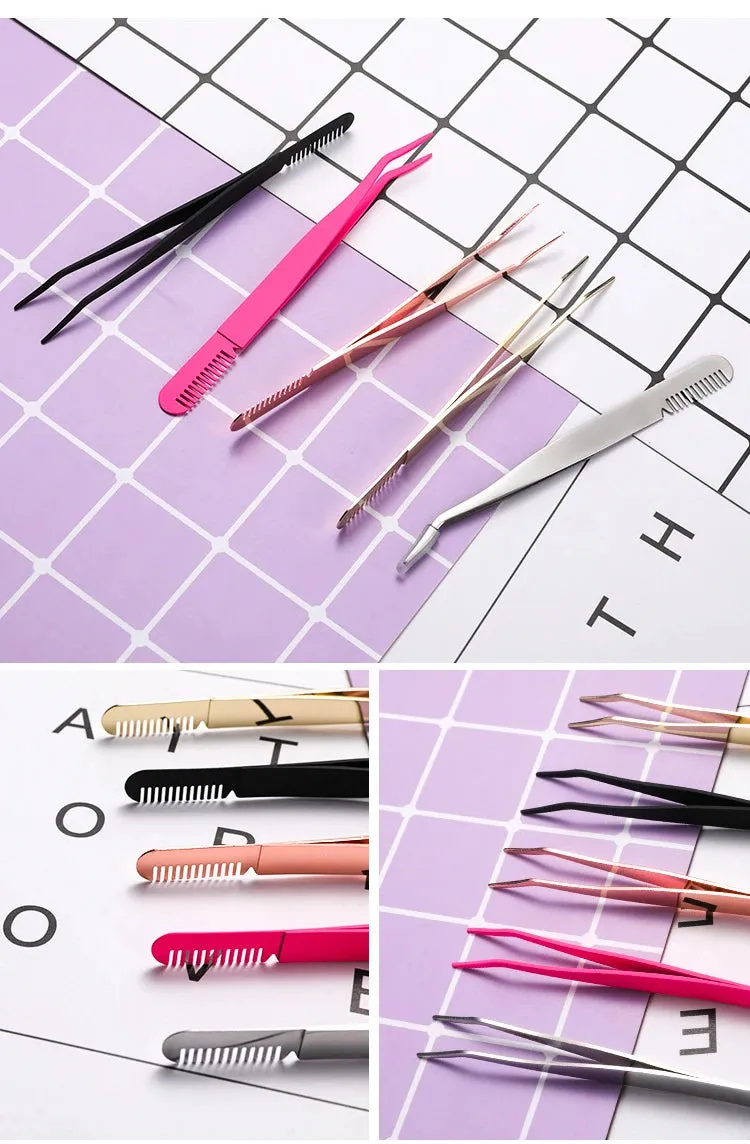 Eyelash stainless steel eyelash curler eyelash curler eyebrow curler tweezers fine mouth with comb eyebrow curler
