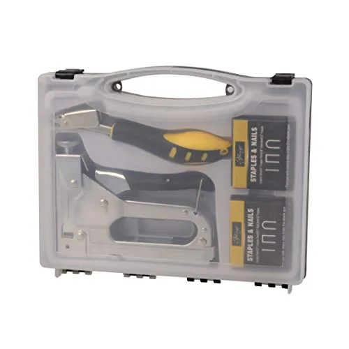 eZthings Staple Gun Stapler Tool Set - 3 in 1 Heavy Duty kit with 2400 Staples, Nail Steel for Wood Work, Upholstery, Decoration, Carpentry, Furniture