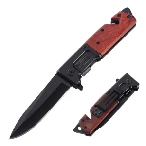 Factory Wholesale Folding Hunting 3Cr13 Stainless Steel Blackening Wooden Pocket Knife Outdoor Survival Tactical Knife