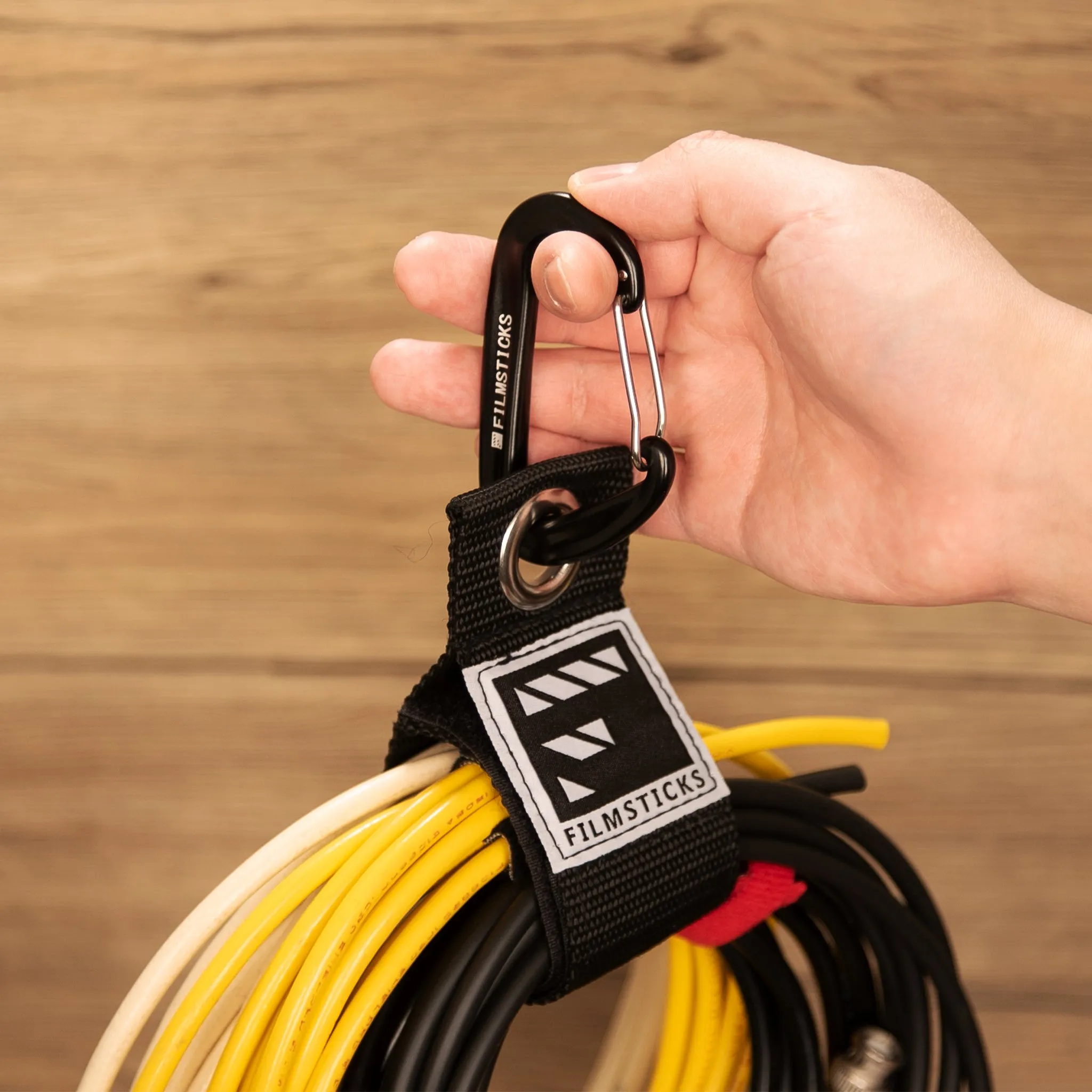 Filmsticks Carabiner D-Clip, Aluminum Alloy in Charcoal Black with Spring Wire Gate – Pack of 5
