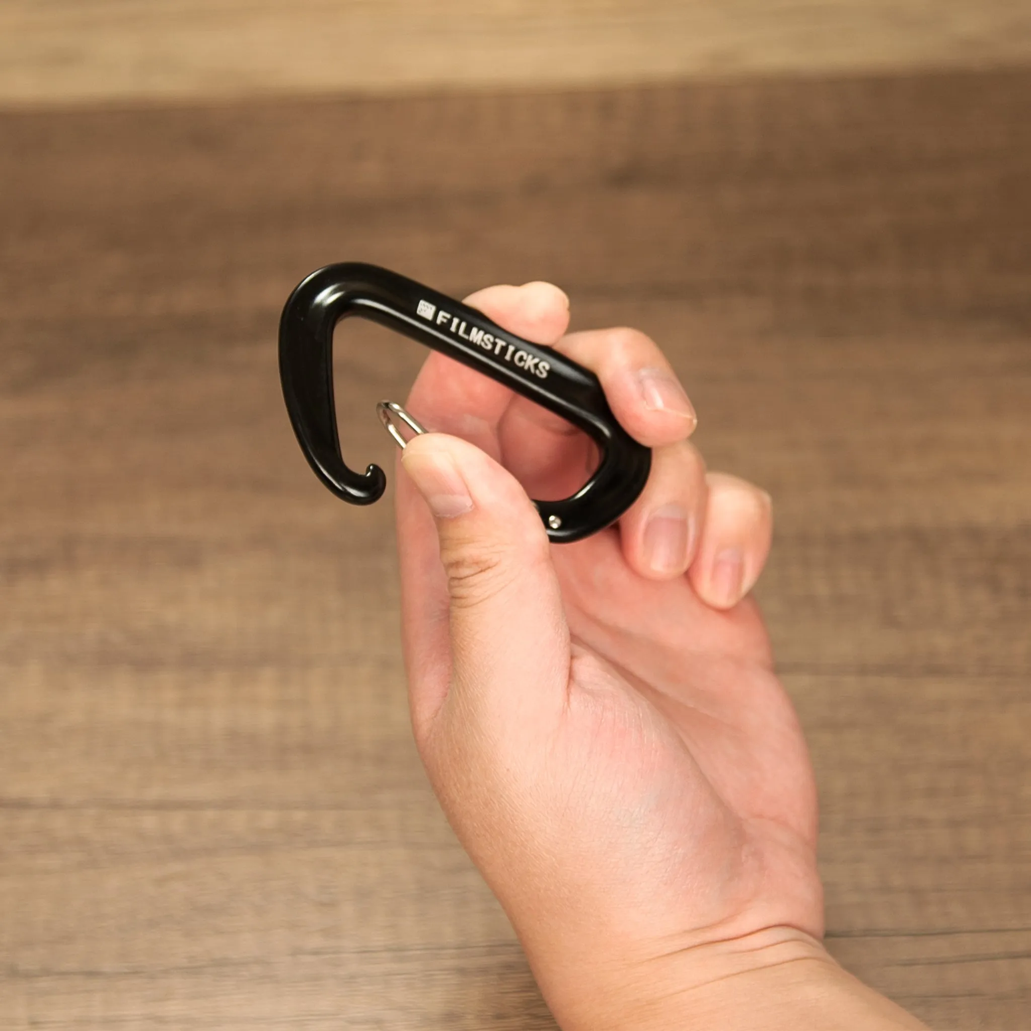 Filmsticks Carabiner D-Clip, Aluminum Alloy in Charcoal Black with Spring Wire Gate – Pack of 5