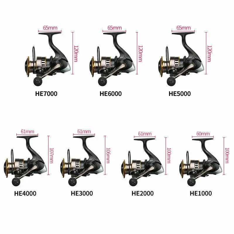 Fishing Reel HE1000-7000 10Kg Max Drag Power High Speed Metal Spool Spinning Reel