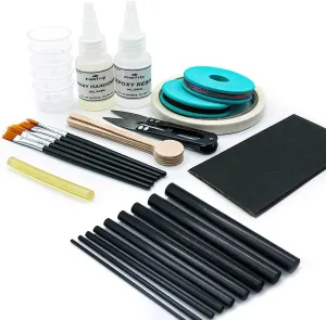 Fishing Rod Repair Kit Complete with Epoxy,10Pcs Carbon Fiber Sticks Pole Building Kit, AB Glue, Wrapping Thread for Saltwater Freshwater Spinning Casting Rod