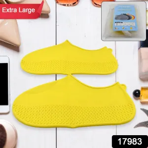 Foldable Anti-Skid Silicone Boot Covers (XL, Yellow)