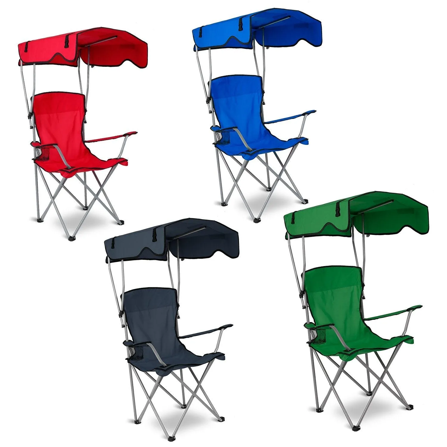 Foldable Beach Canopy Chair Sun Protection with Cup Holder