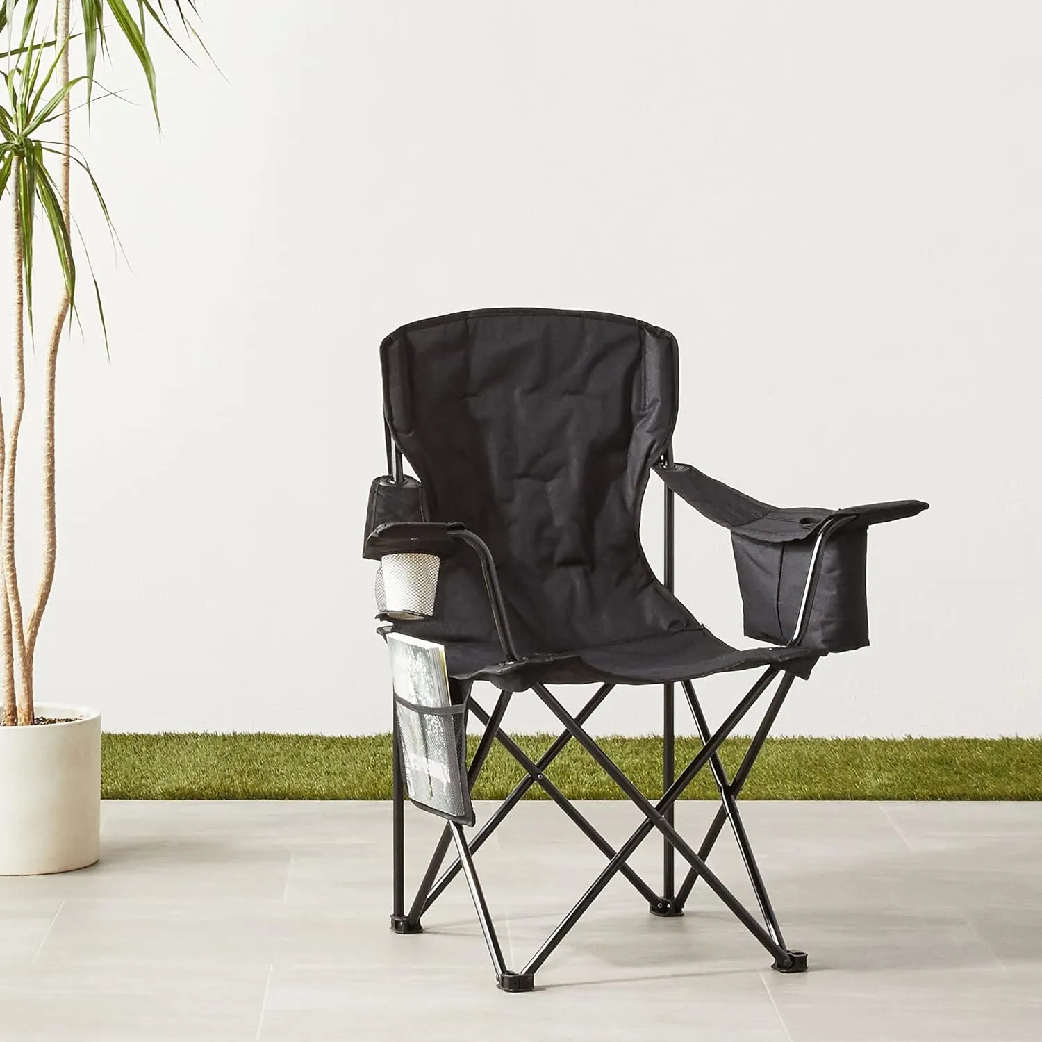 Foldable Camping Chair with Cooler Pocket  Cup Holder