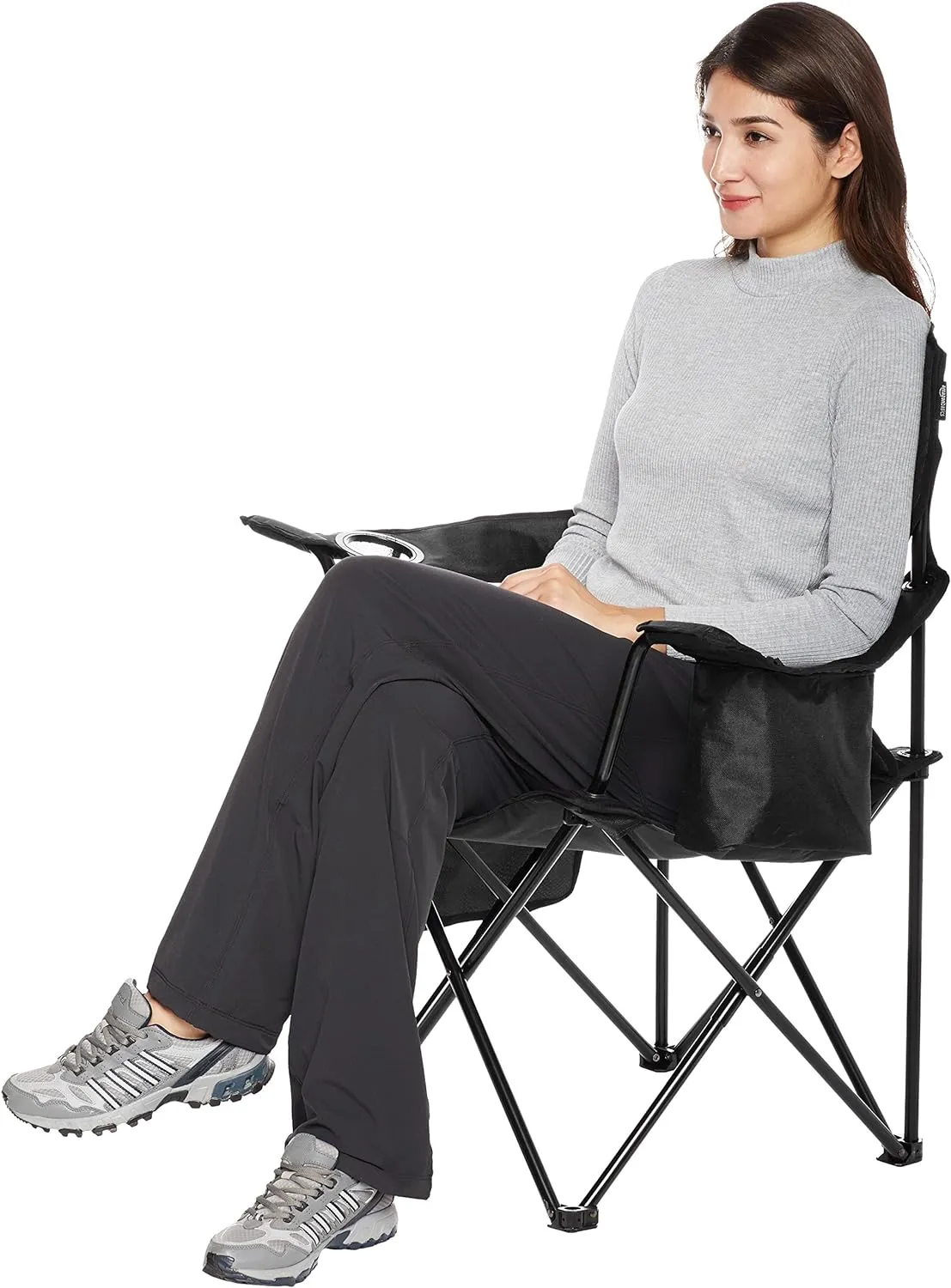 Foldable Camping Chair with Cooler Pocket  Cup Holder