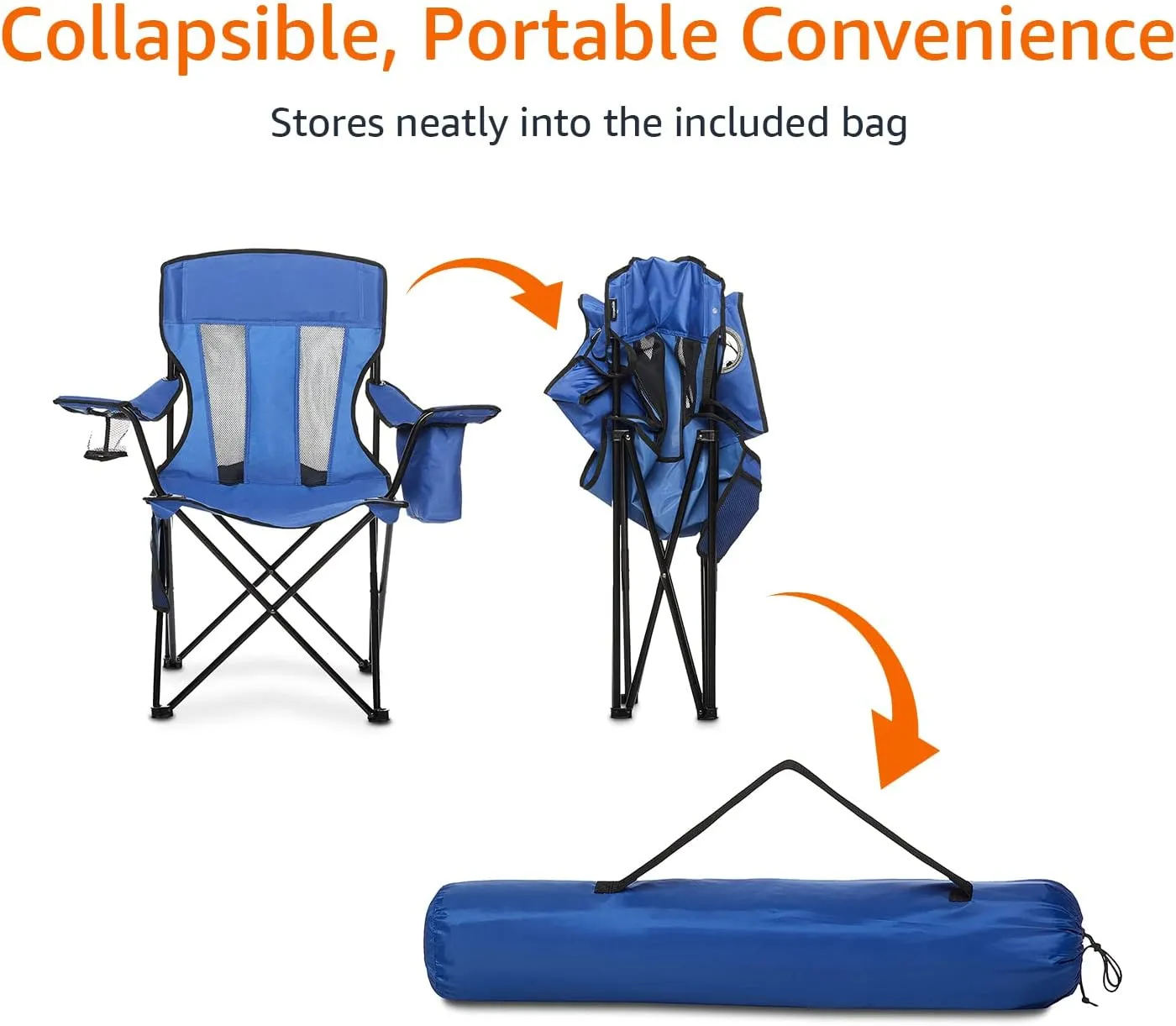 Foldable Camping Chair with Cooler Pocket  Cup Holder