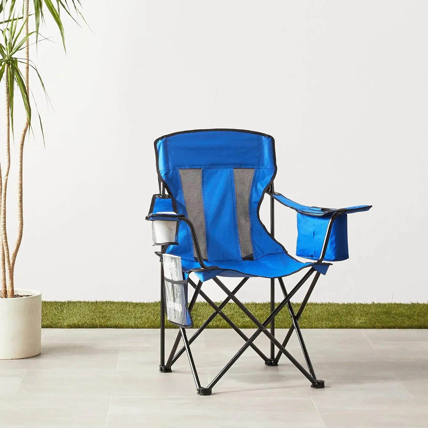 Foldable Camping Chair with Cooler Pocket  Cup Holder