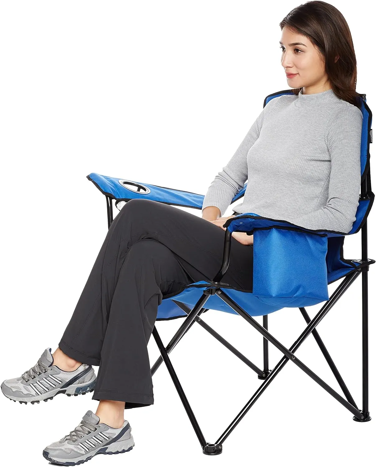 Foldable Camping Chair with Cooler Pocket  Cup Holder