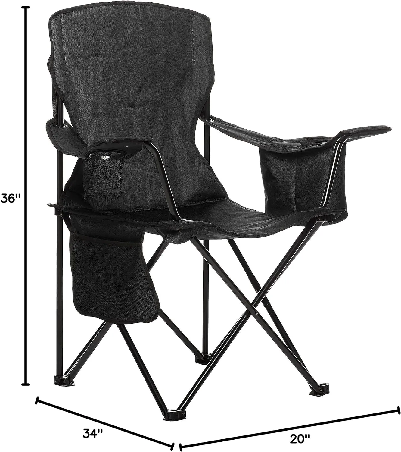 Foldable Camping Chair with Cooler Pocket  Cup Holder