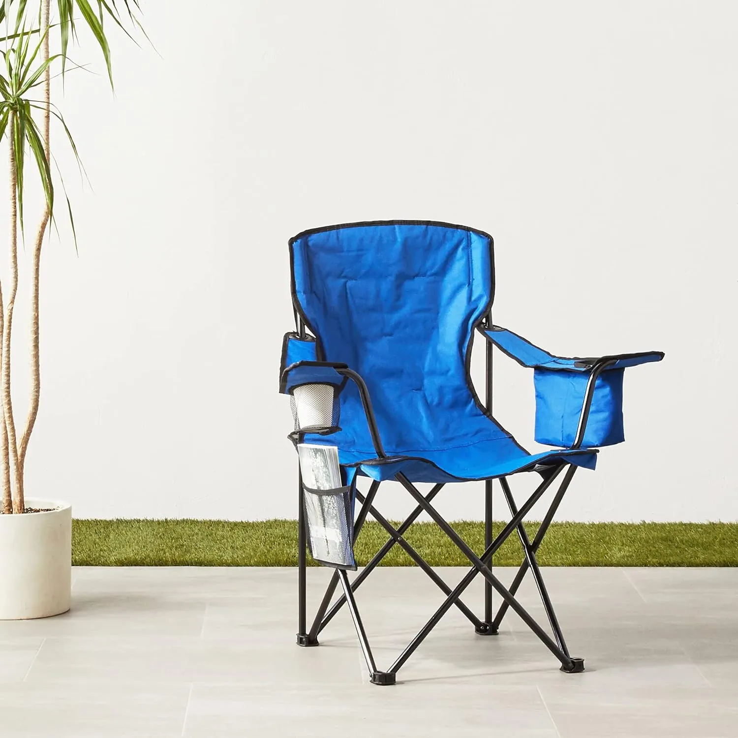 Foldable Camping Chair with Cooler Pocket  Cup Holder