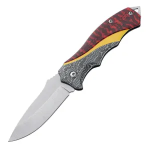 Folding Small Pocket Knife Stainless Steel Blade Survival Hunting Tactical Knife With All Steel 3D Printing Handle Knifes