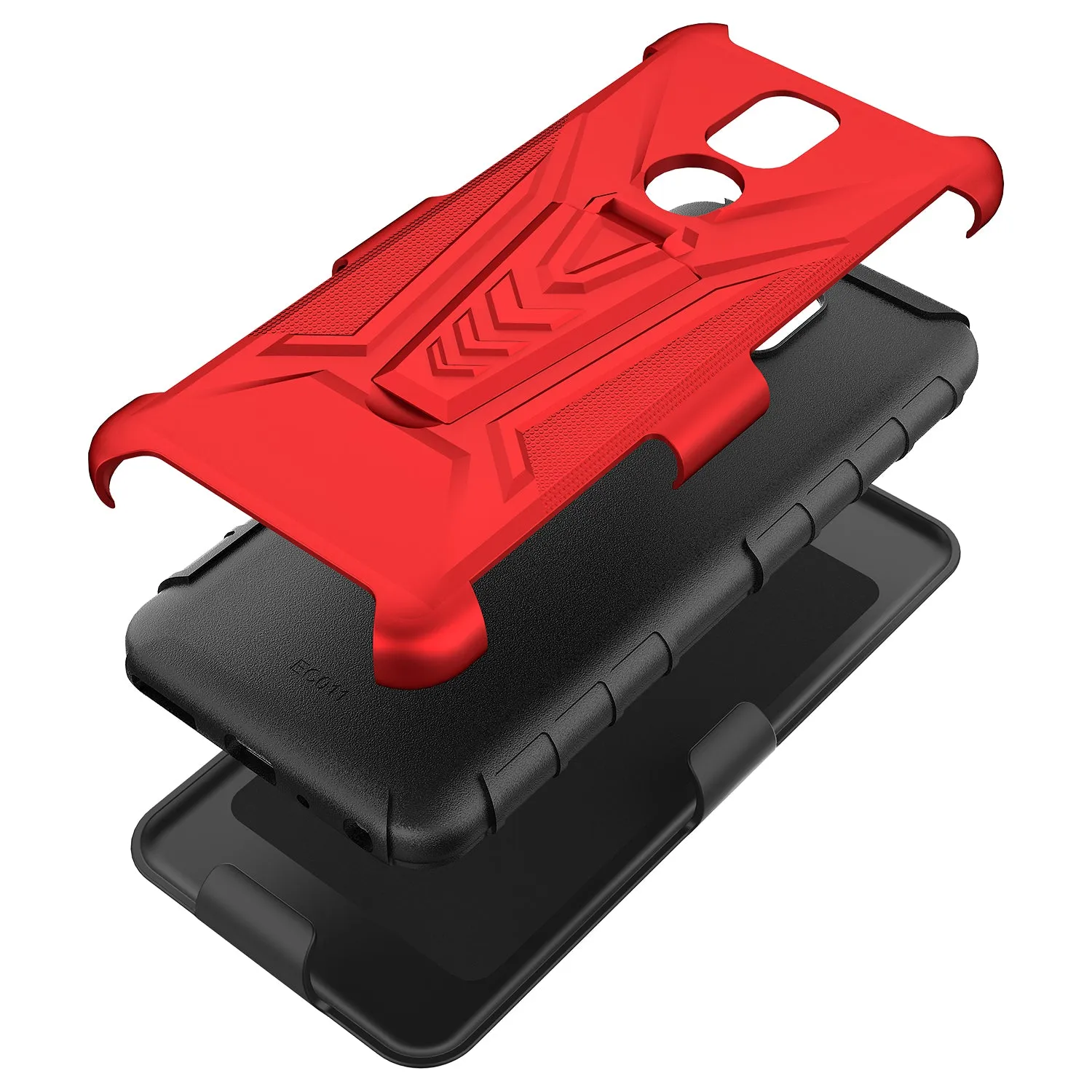 For Cricket Icon 3 (3rd Version) | At&t Motivate 2 (2nd) | Cricket Splendor Case with Tempered Glass Screen Protector Heavy Duty Protective Phone Case,Built-in Kickstand Rugged Shockproof Protective Phone Case - Red