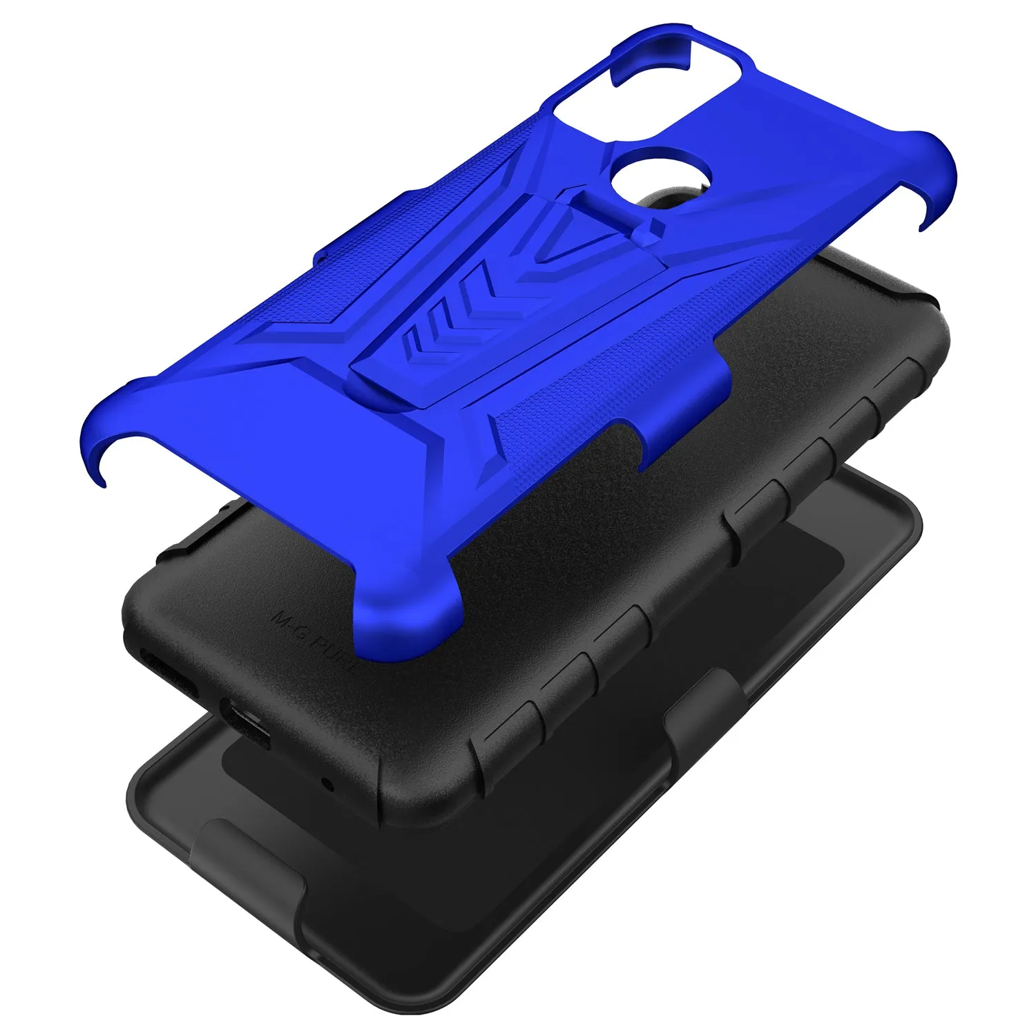 For Motorola moto g Pure Case with Tempered Glass Screen Protector Heavy Duty Protective Phone Case,Built-in Kickstand Rugged Shockproof Protective Phone Case - Blue