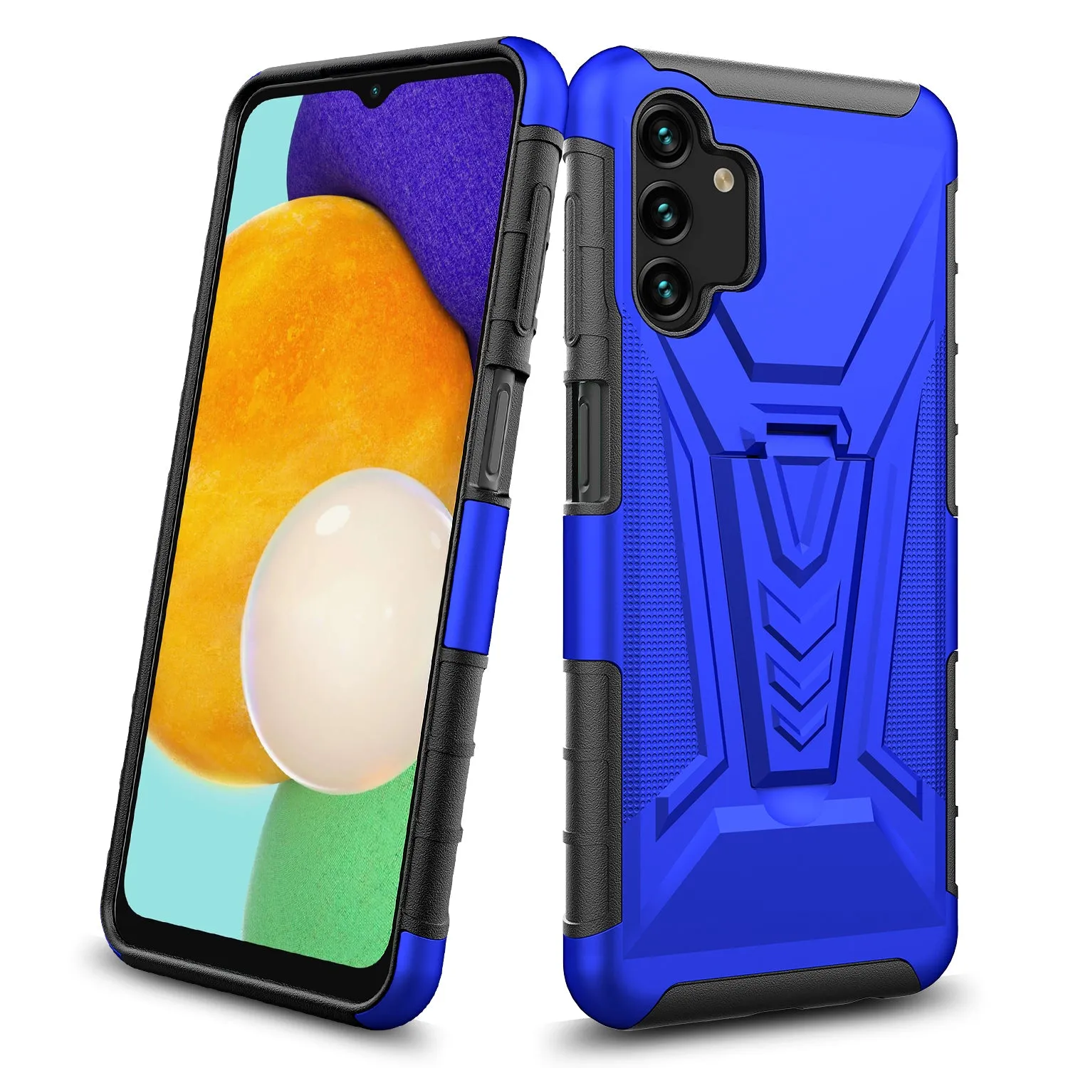 For Samsung Galaxy A13 5G Case with Tempered Glass Screen Protector Heavy Duty Protective Phone Case,Built-in Kickstand Rugged Shockproof Protective Phone Case - Blue