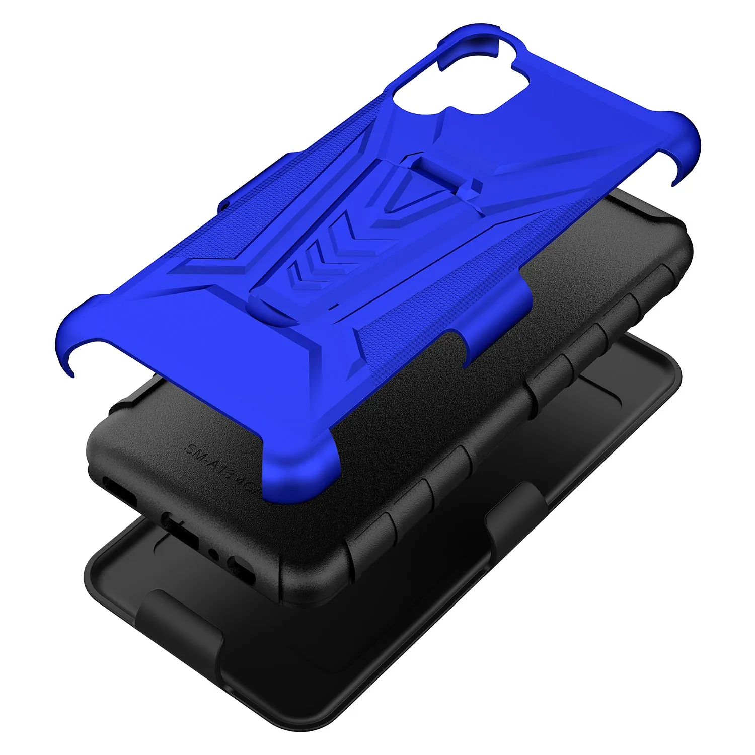 For Samsung Galaxy A13 5G Case with Tempered Glass Screen Protector Heavy Duty Protective Phone Case,Built-in Kickstand Rugged Shockproof Protective Phone Case - Blue