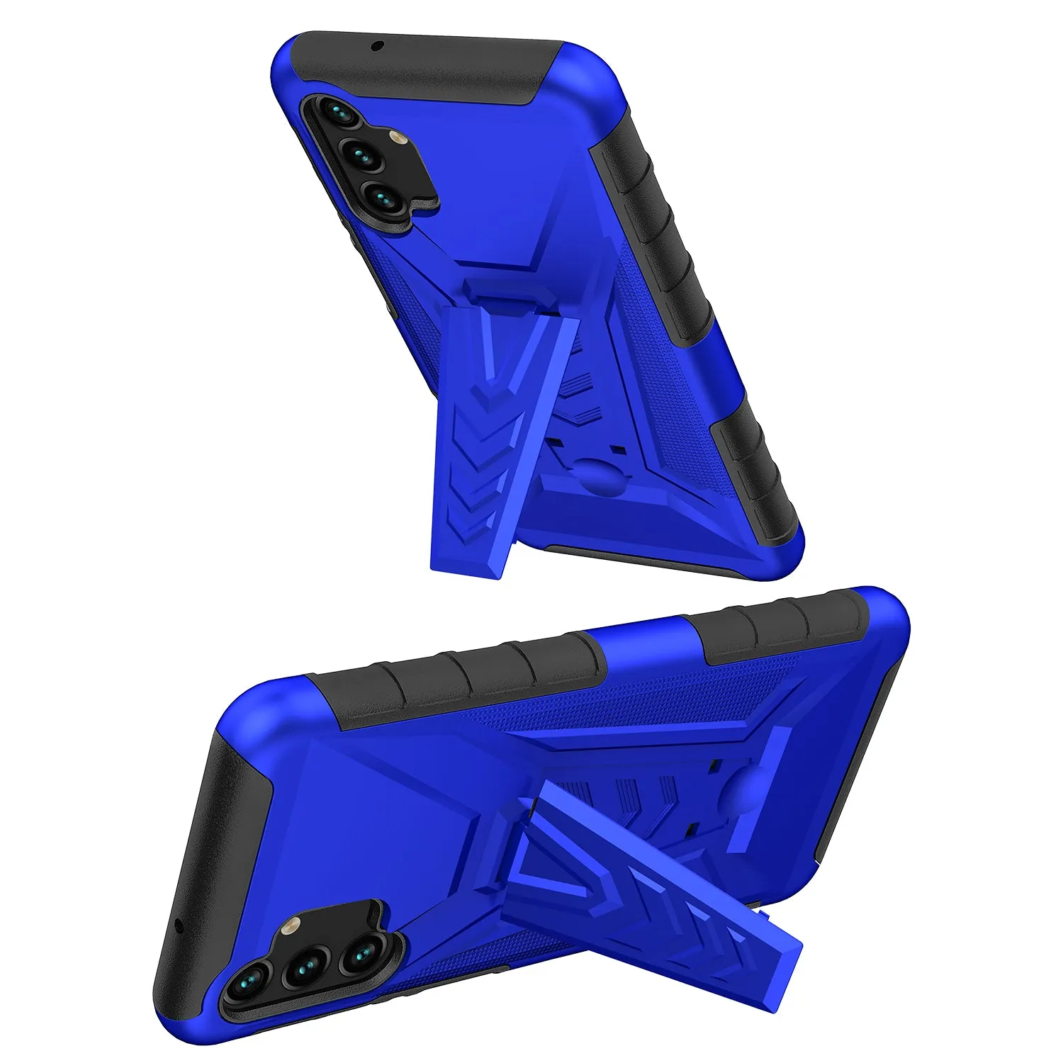 For Samsung Galaxy A13 5G Case with Tempered Glass Screen Protector Heavy Duty Protective Phone Case,Built-in Kickstand Rugged Shockproof Protective Phone Case - Blue