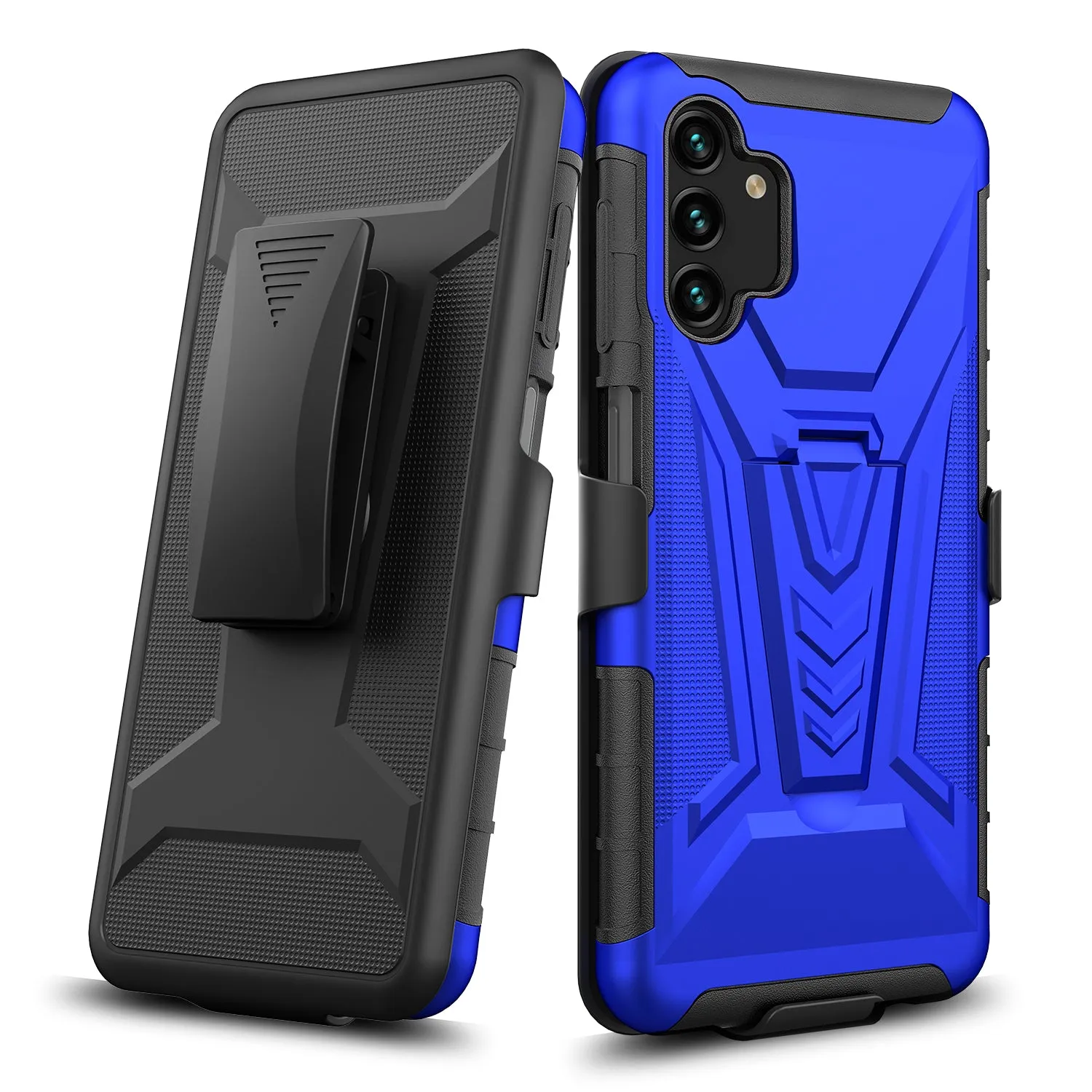For Samsung Galaxy A13 5G Case with Tempered Glass Screen Protector Heavy Duty Protective Phone Case,Built-in Kickstand Rugged Shockproof Protective Phone Case - Blue