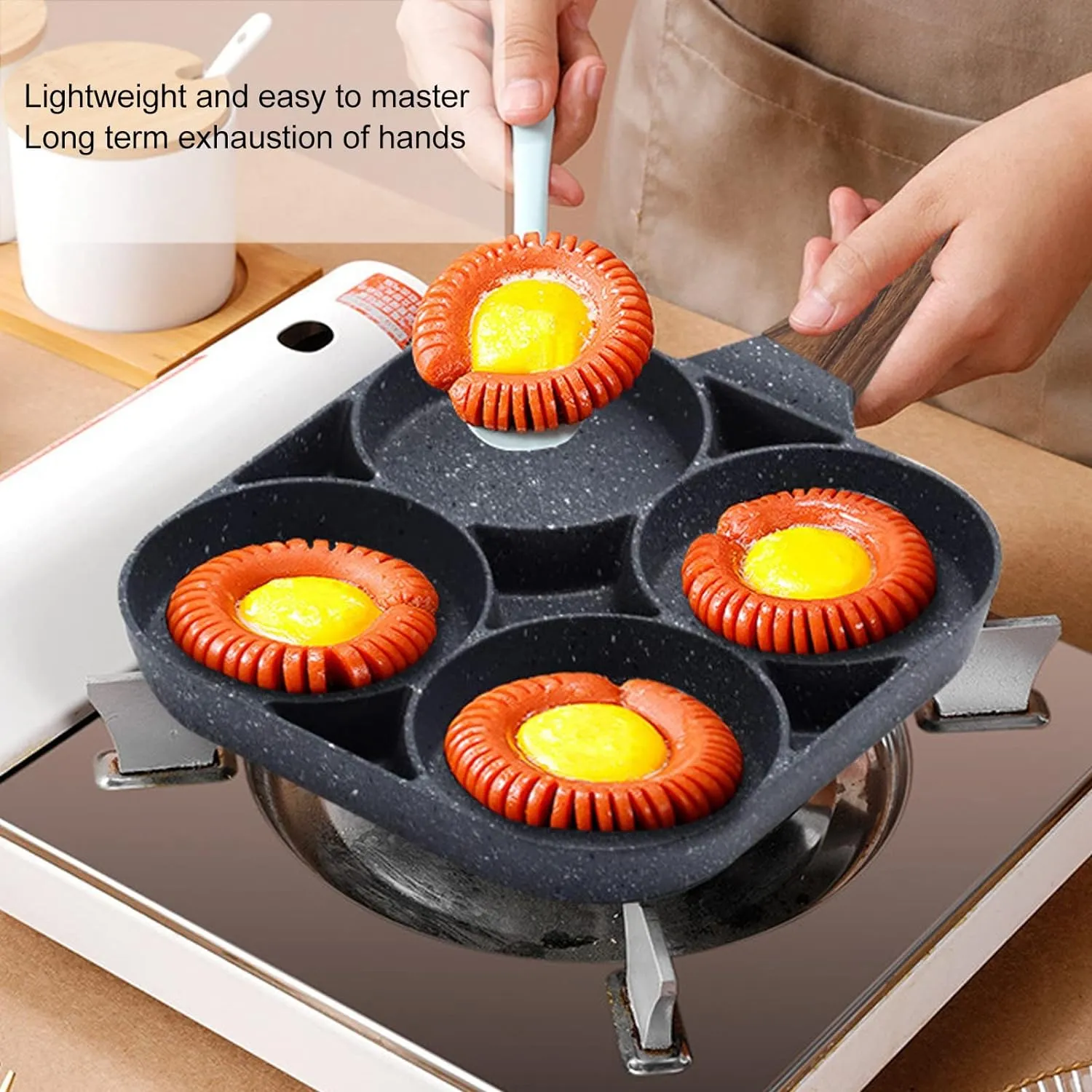 Four-Hole Non-Stick Thick Breakfast Cooking Pan - Id-63