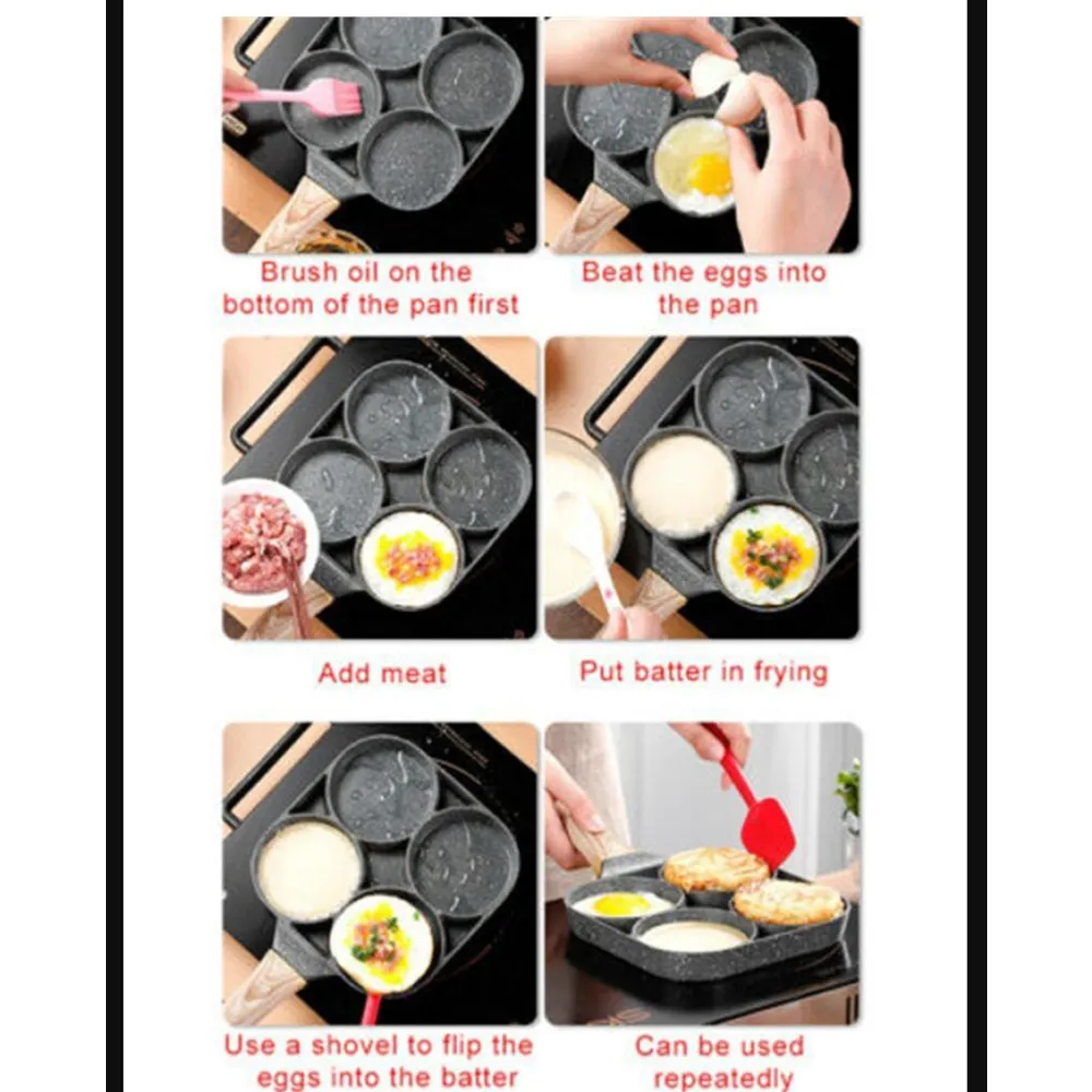 Four-Hole Non-Stick Thick Breakfast Cooking Pan - Id-63