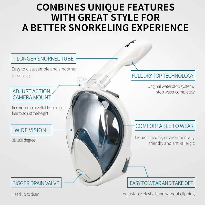 Full Face Snorkel Mask - Anti-Fog Goggles for Adults