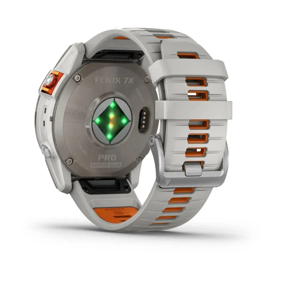 Garmin fenix 7X Pro Sapphire Solar Edition Titanium w/Fog Grey/Orange Band