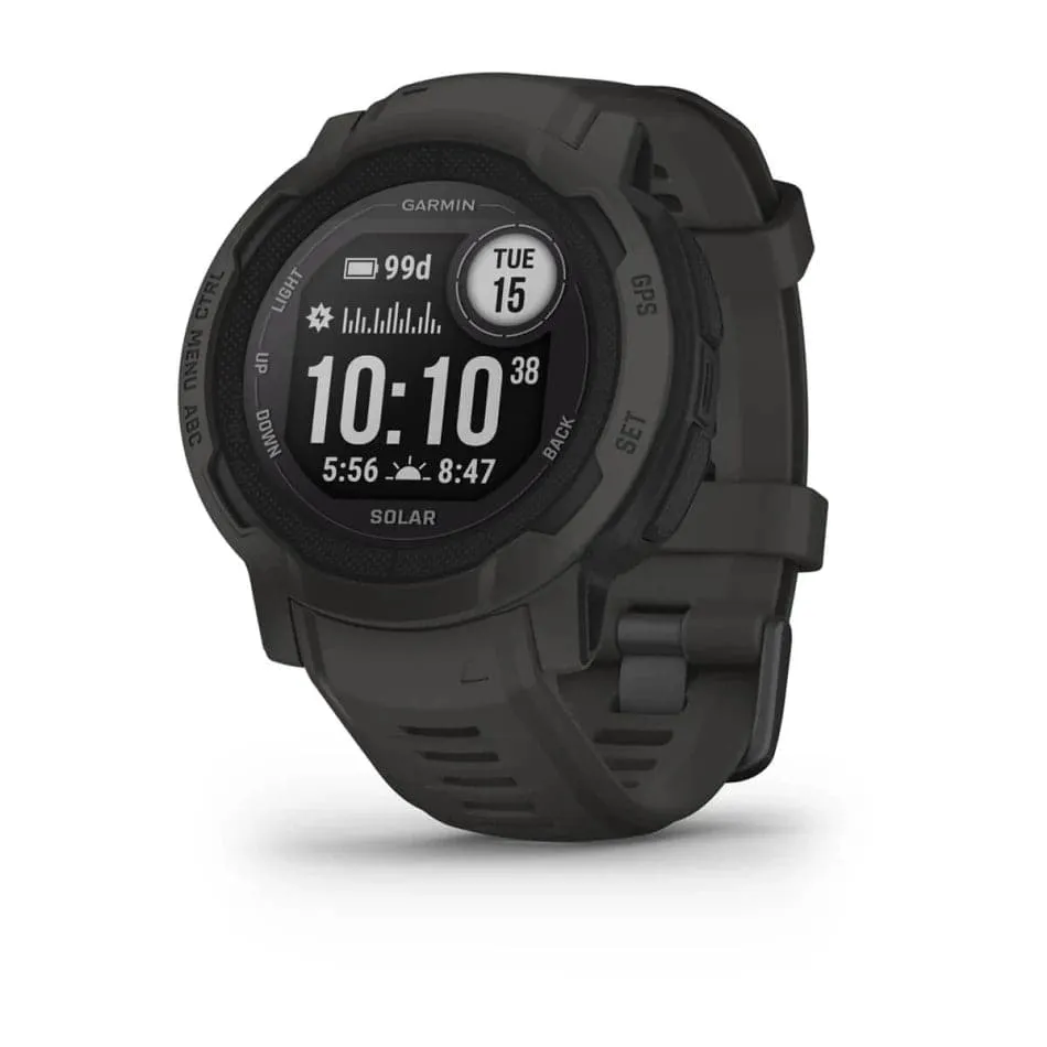 Garmin Instinct 2S SOLAR, Smaller Rugged GPS Smartwatch, Built-in Sports Apps and Health Monitoring, Solar Charging and Ultratough Design Features, Graphite