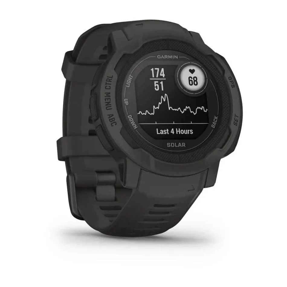 Garmin Instinct 2S SOLAR, Smaller Rugged GPS Smartwatch, Built-in Sports Apps and Health Monitoring, Solar Charging and Ultratough Design Features, Graphite