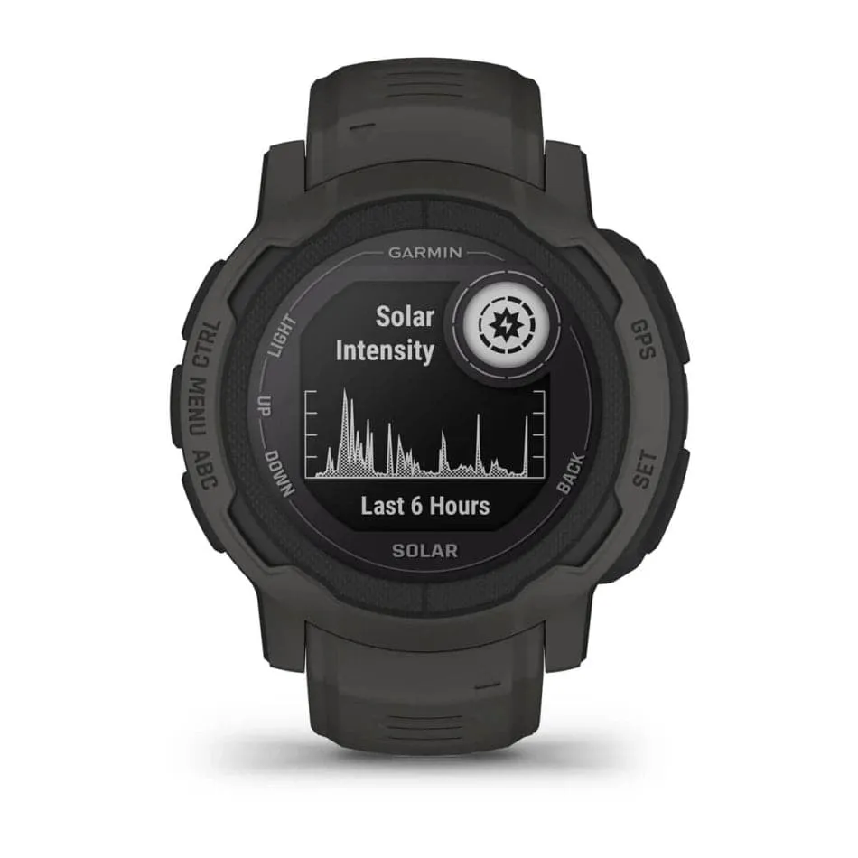 Garmin Instinct 2S SOLAR, Smaller Rugged GPS Smartwatch, Built-in Sports Apps and Health Monitoring, Solar Charging and Ultratough Design Features, Graphite