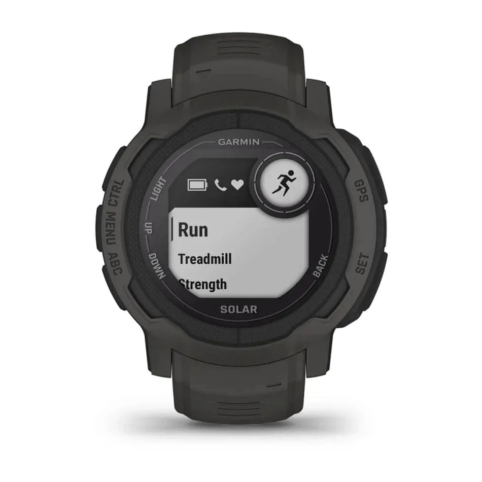 Garmin Instinct 2S SOLAR, Smaller Rugged GPS Smartwatch, Built-in Sports Apps and Health Monitoring, Solar Charging and Ultratough Design Features, Graphite