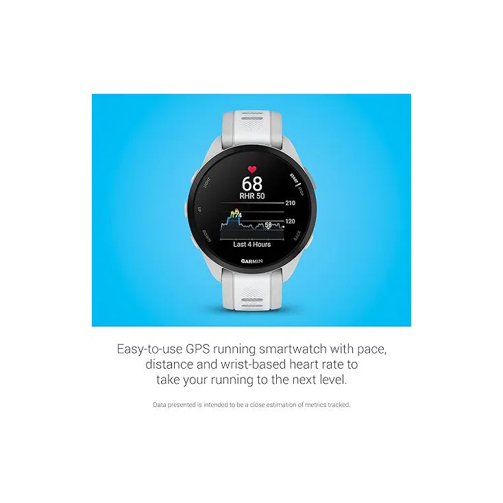 Garmin Unisex Whitestone Forerunner 165 Colorful AMOLED Display Training Metrics and Recovery Insights Running Smartwatch - 010-02863-21