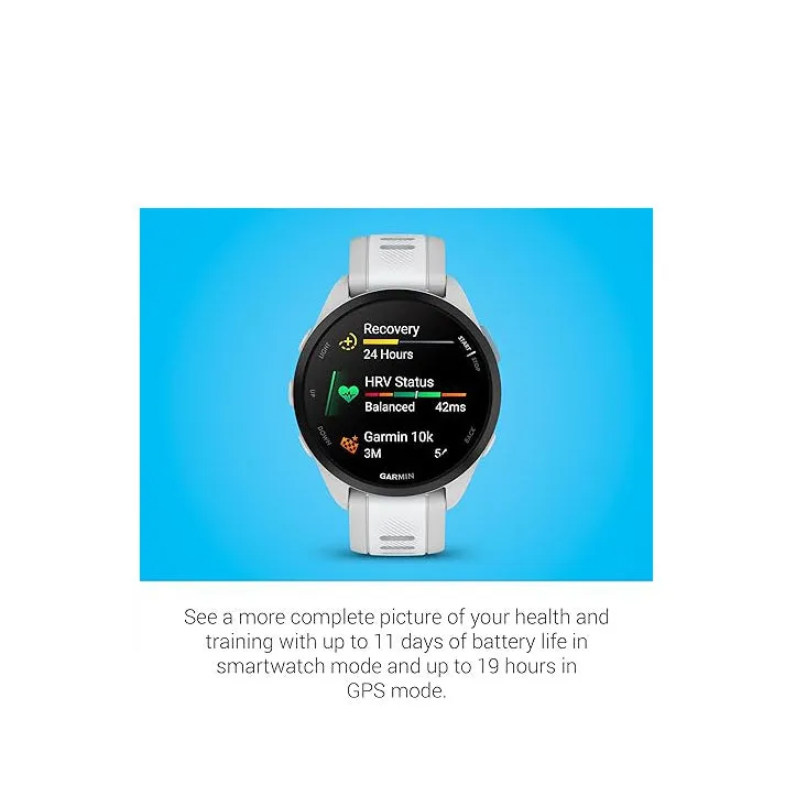 Garmin Unisex Whitestone Forerunner 165 Colorful AMOLED Display Training Metrics and Recovery Insights Running Smartwatch - 010-02863-21