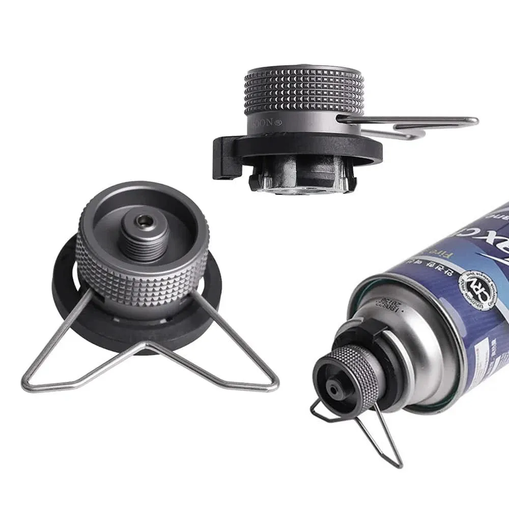 Gas Cartridge Head Conversion Adapter Butane Adapter with Bracket Nozzle Bottle Type Input Screw Type Lindal Valve Output