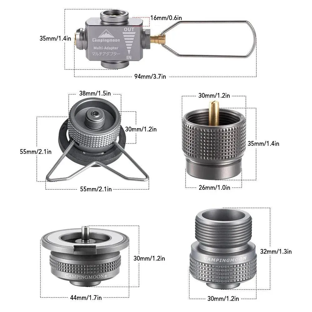 Gas Cartridge Head Conversion Adapter Butane Adapter with Bracket Nozzle Bottle Type Input Screw Type Lindal Valve Output