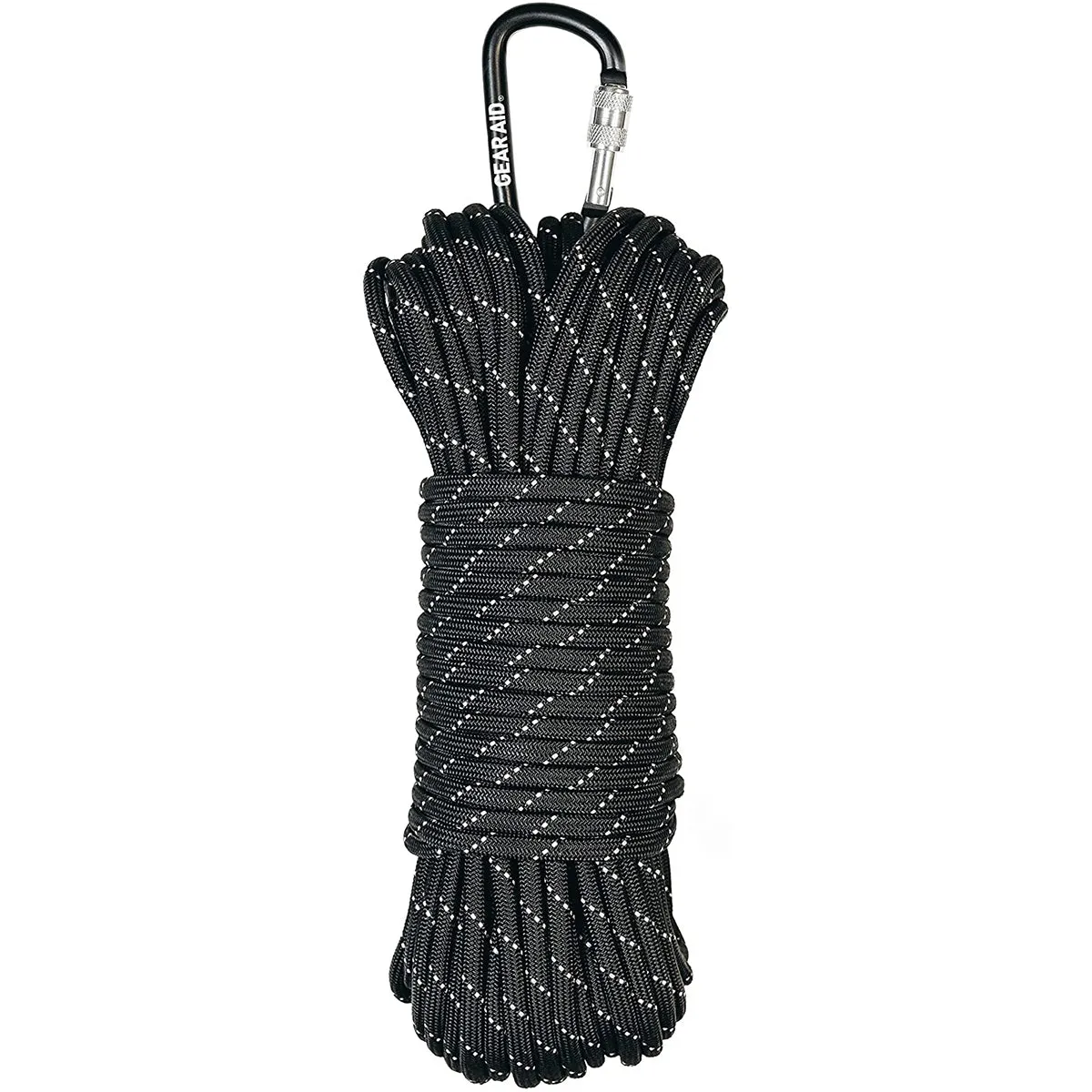 Gear Aid 100 ft. Extra Heavy Duty 1100 Paracord with Carabiner -Black/Reflective