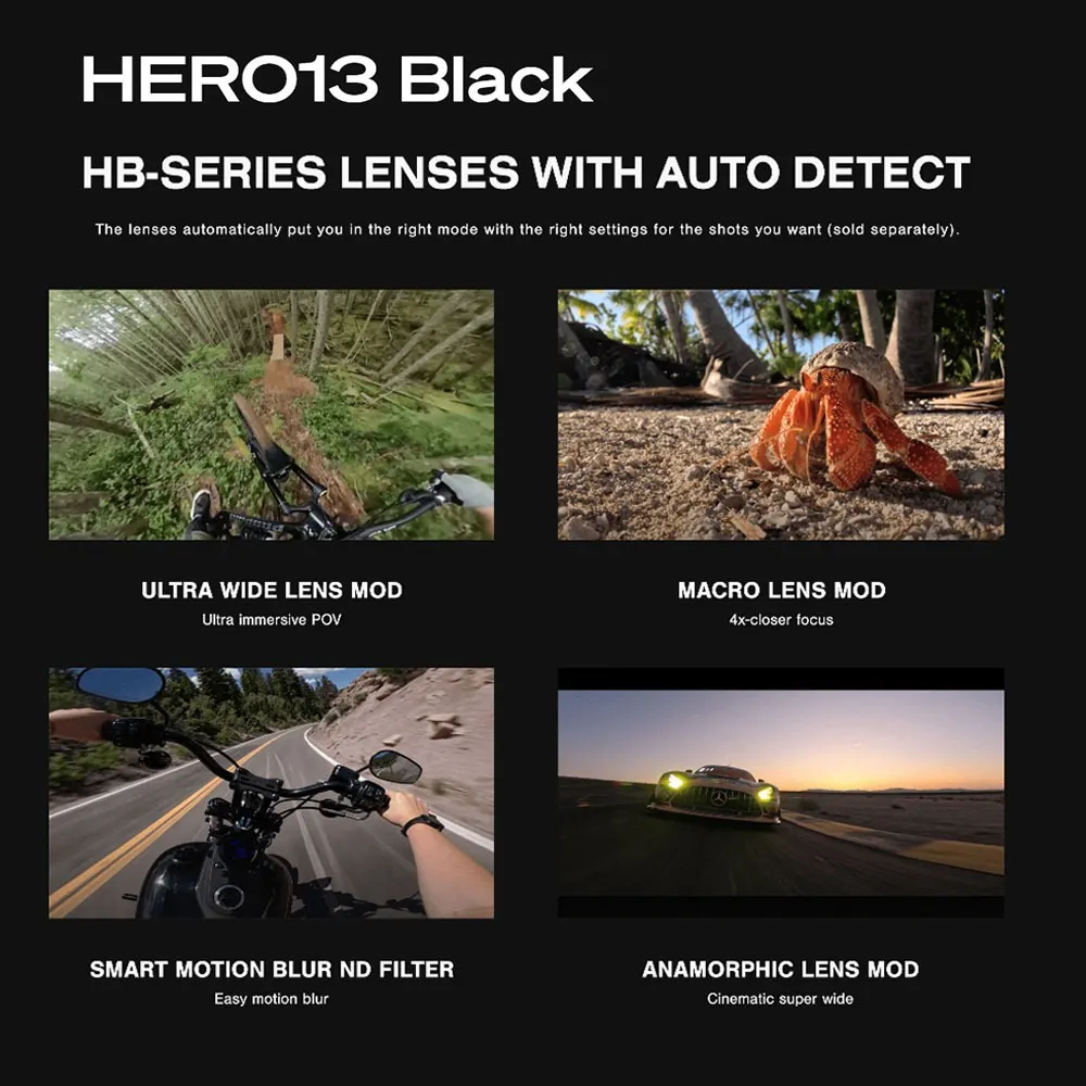 GoPro HERO13 Black Action Camera 5.3K / 4K / 2.7K / 1080P Resolution / HyperSmooth 6.0 / HDR Video / 10-bit Color / 2x Zoom