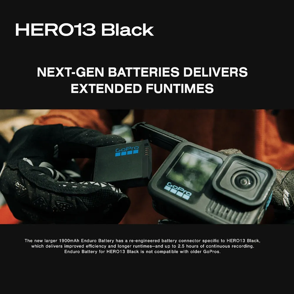 GoPro HERO13 Black Action Camera 5.3K / 4K / 2.7K / 1080P Resolution / HyperSmooth 6.0 / HDR Video / 10-bit Color / 2x Zoom