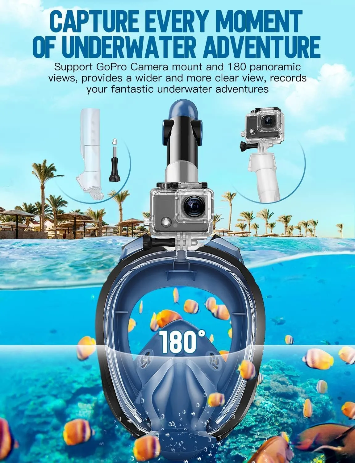 Greatever Full Face Snorkel Mask, Snorkeling Gear for Adults Diving Mask Anti Fog Premium Innovative Safety Breathing System