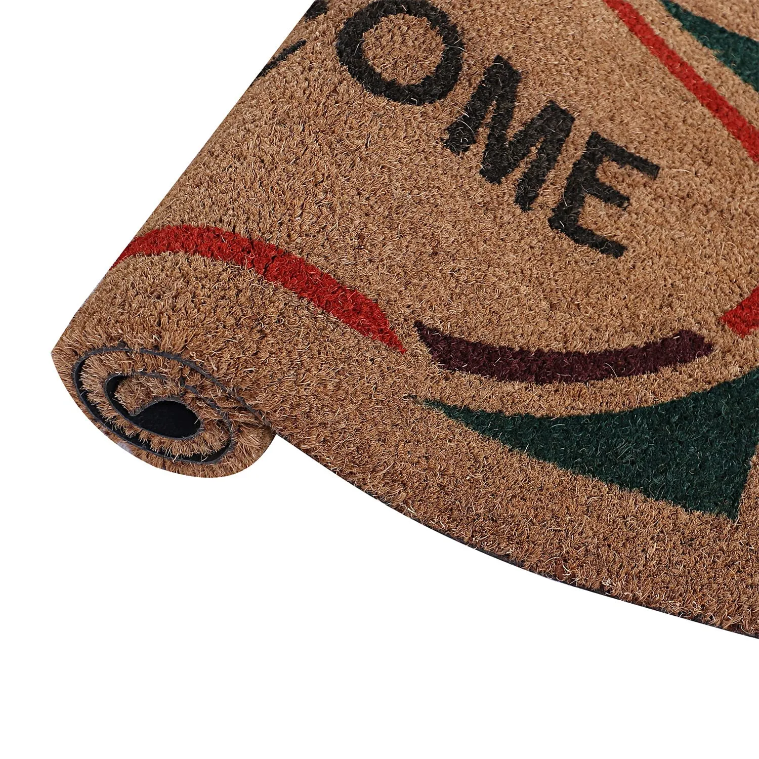 Heart Home Door Mat|Polyethylene Durable & Anti-Slip Natural Oval Welcome Print Floor Mat|Rug for Indoor or Outdoor, 30x20 Inch (Brown)