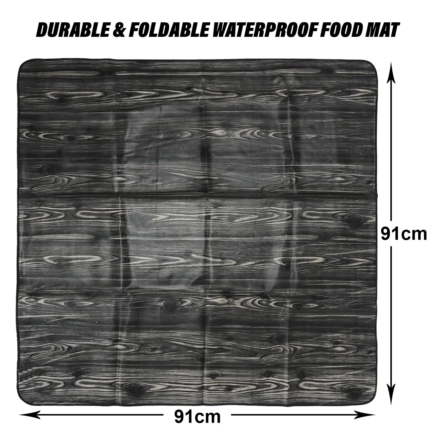 Heart Home Food Mat | Wooden Texture Bed Server | Laminated Bed Protector for Home | Bed Server for Bedsheet | 36 Inch | Black