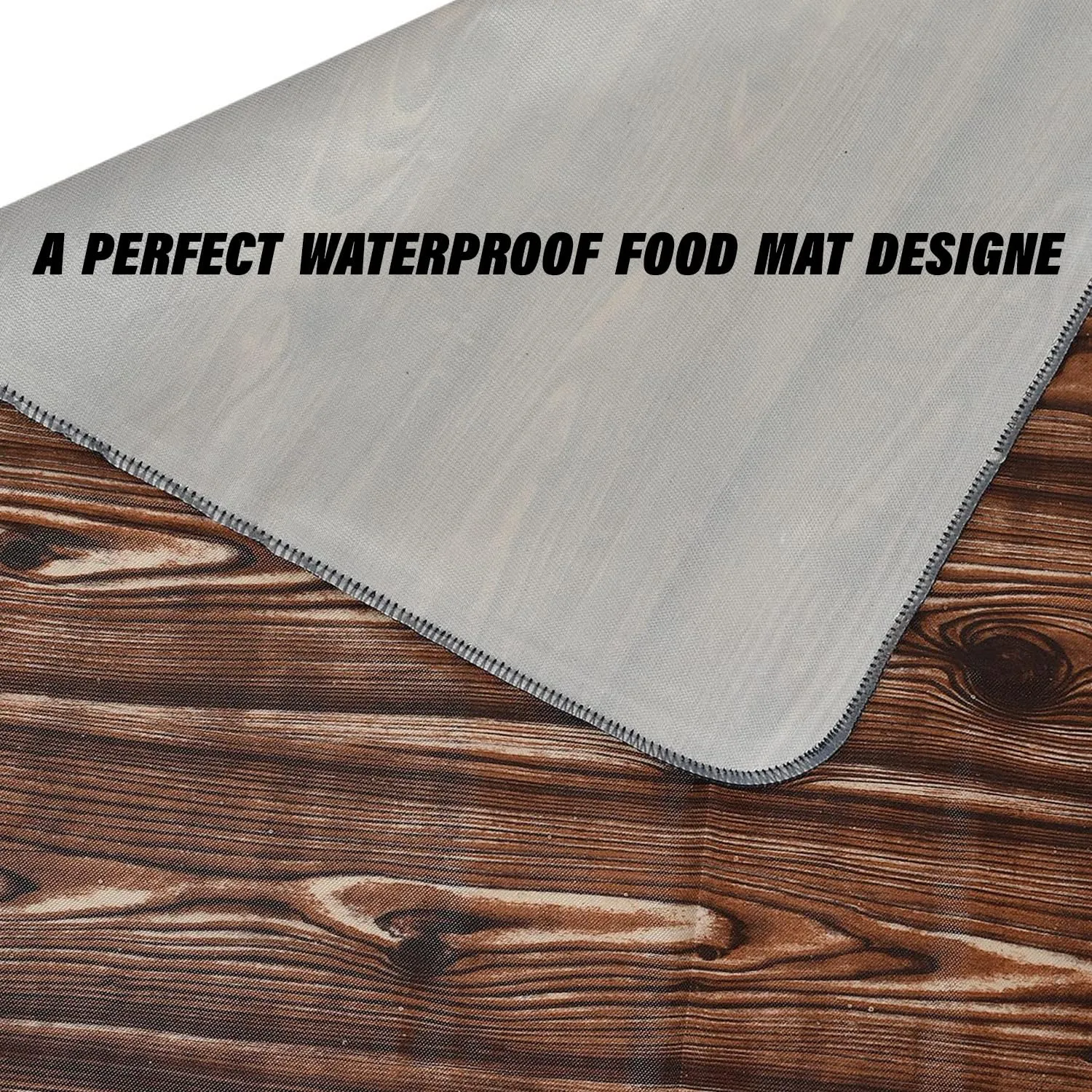 Heart Home Food Mat | Wooden Texture Bed Server | Laminated Bed Protector for Home | Bed Server for Bedsheet | 36 Inch | Dark Brown