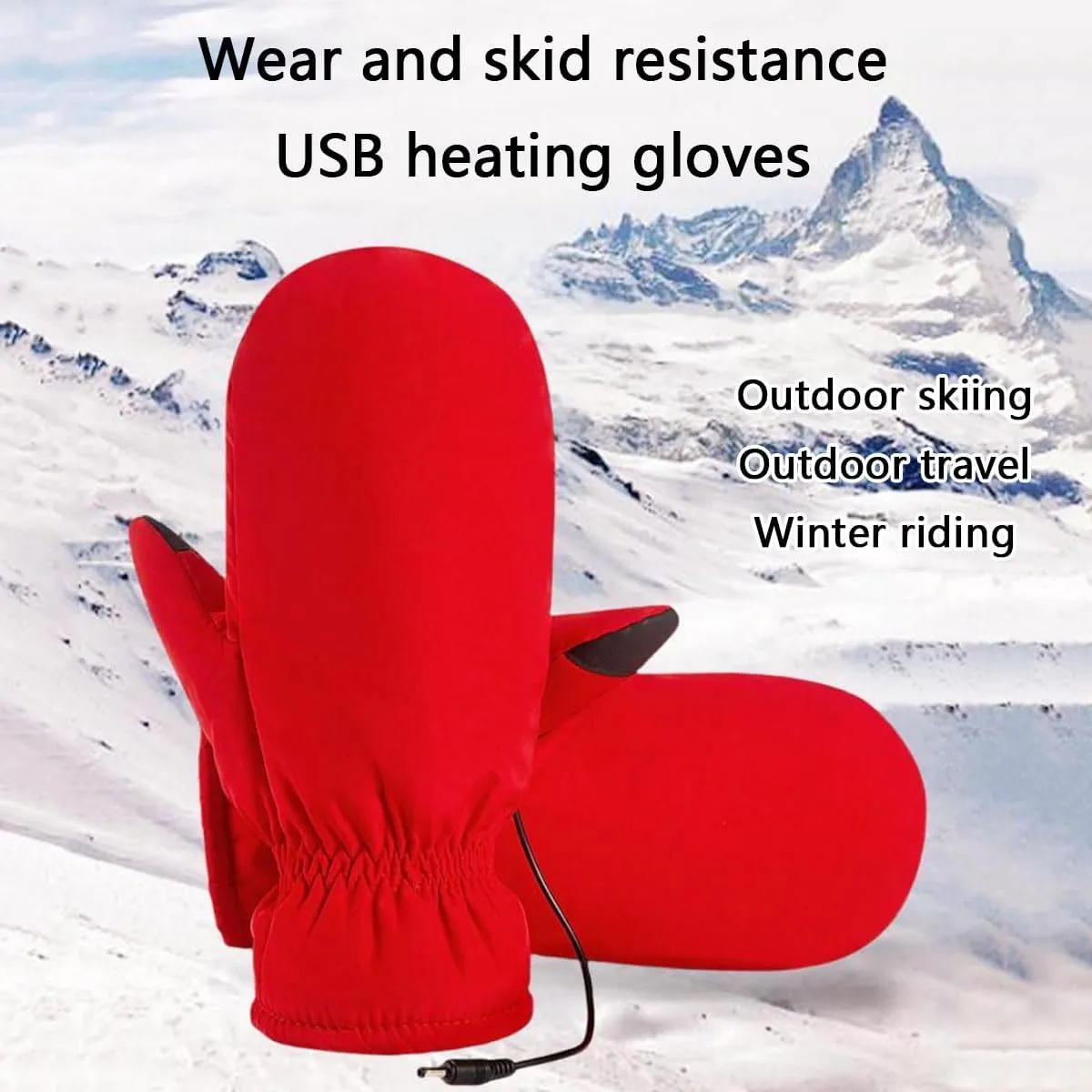 Heated Hand Warmer Mittens Gloves, Winter Electric Heated Gloves for Men Women, Rechargeable Powerbank Waterproof Ski Powered Heating Gloves Hunting Fishing Camping Hiking Thermo Gloves-B1