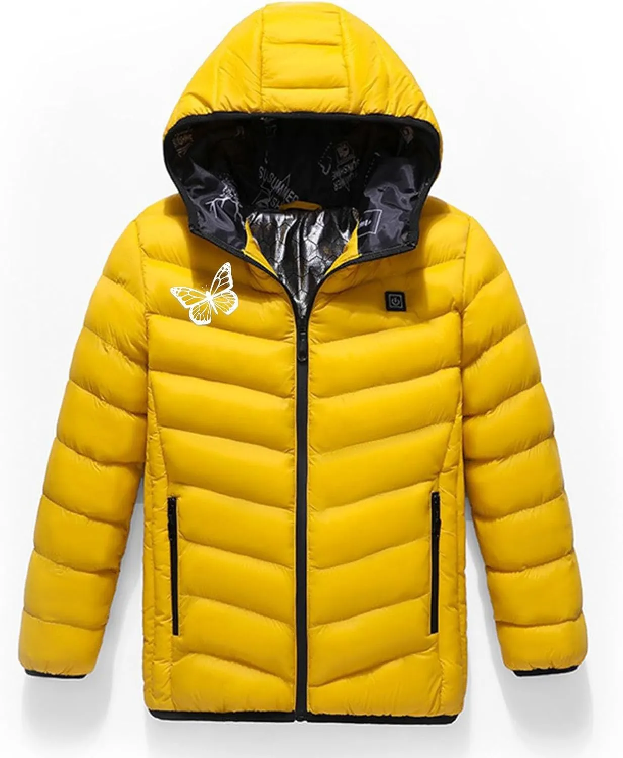 Heated Jackets for Boys Girls, USB Rechargeable Electric Hooded Heated Jacket Heating Warm Coat Waterproof Outwear